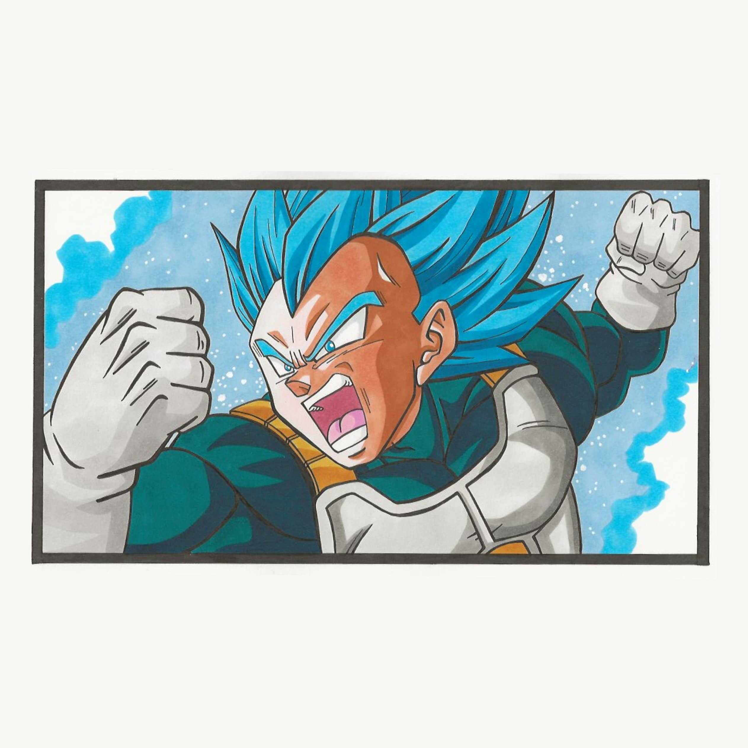 Dessin de vegeta super saiyan blue du manga Dragon Ball Super
