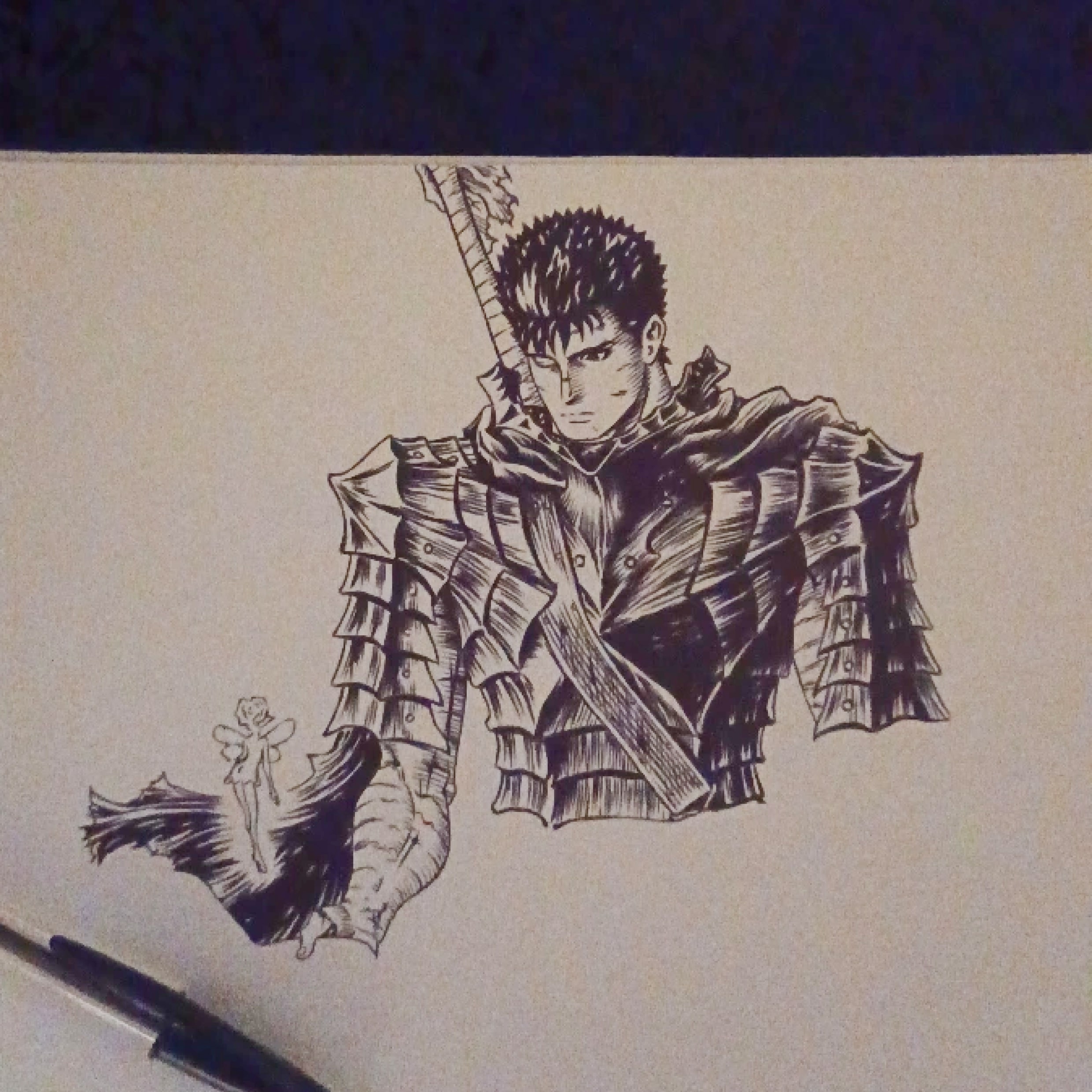 Dessin de guts du manga Berserk
