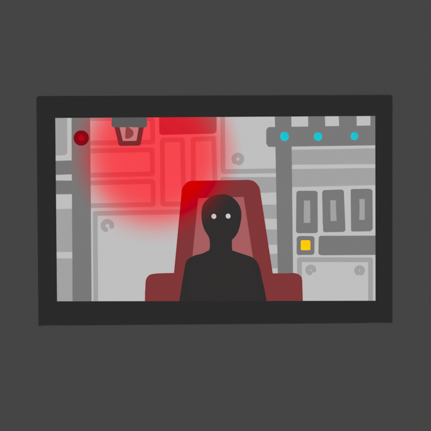 Dessin animé d'un personnage dans le cockpit d'une fusée
