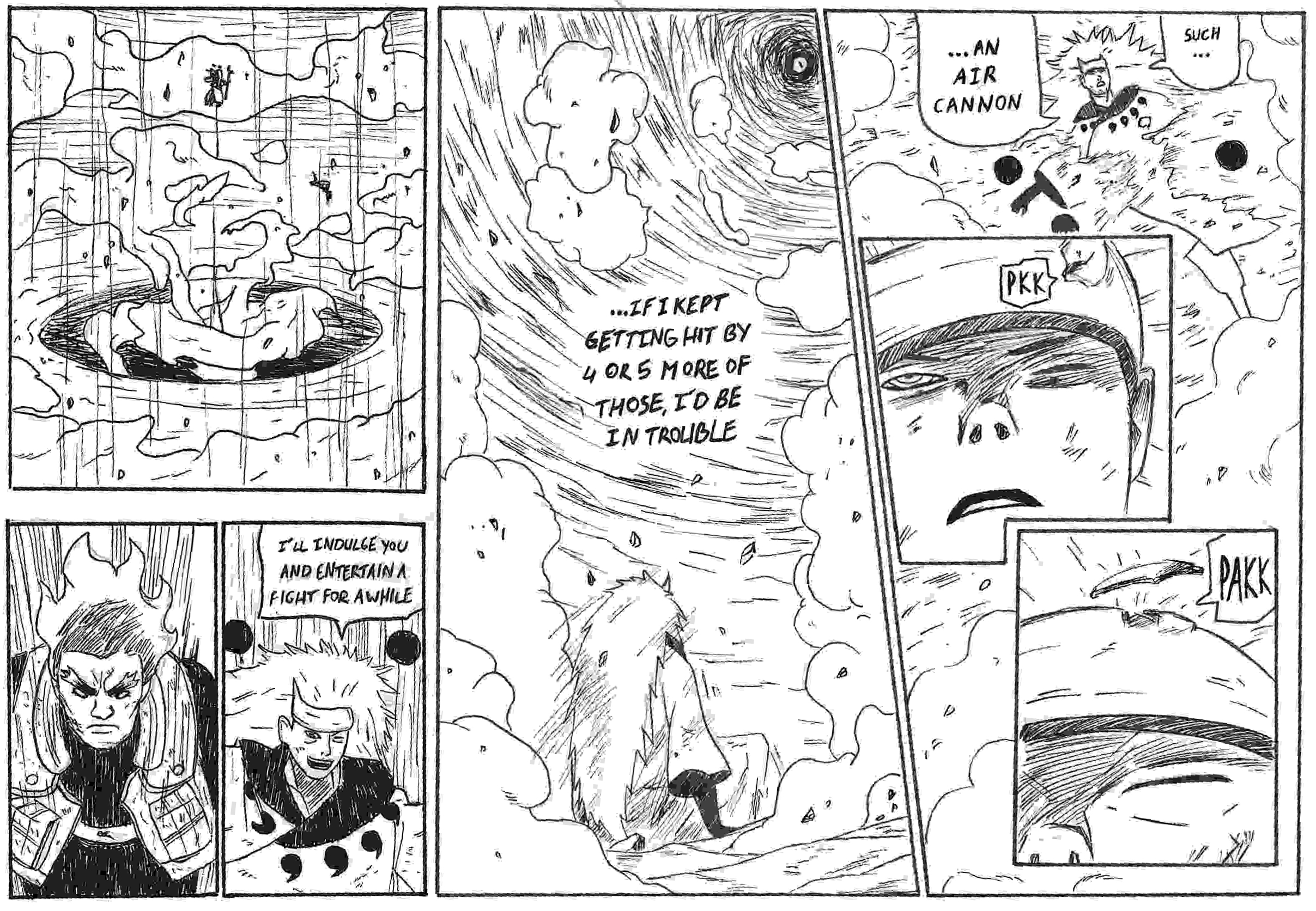 Deuxième planche d'un dessin du combat de Gaï Maito contre Madara du manga Naruto Shippuden